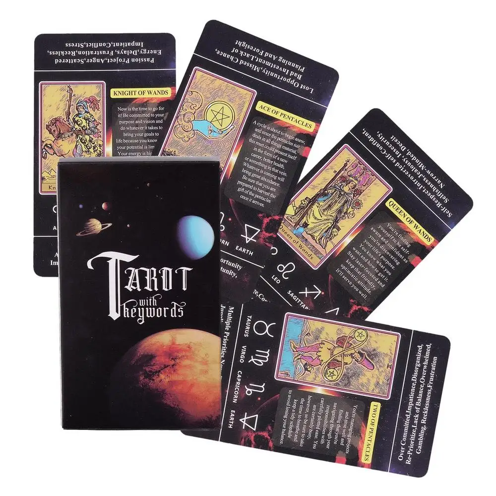 

Tarot Cards For Beginners With Meaning On Them, 78pcs-Cards Pocket Size Tarot Learning Deck, Fortune Telling Game