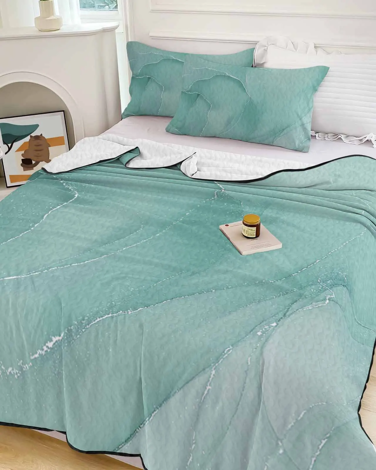 

Marble Aqua Agate Cooling Blankets Air Condition Comforter Lightweight Summer Quilt for Bed Breathable Soft Thin Quilt