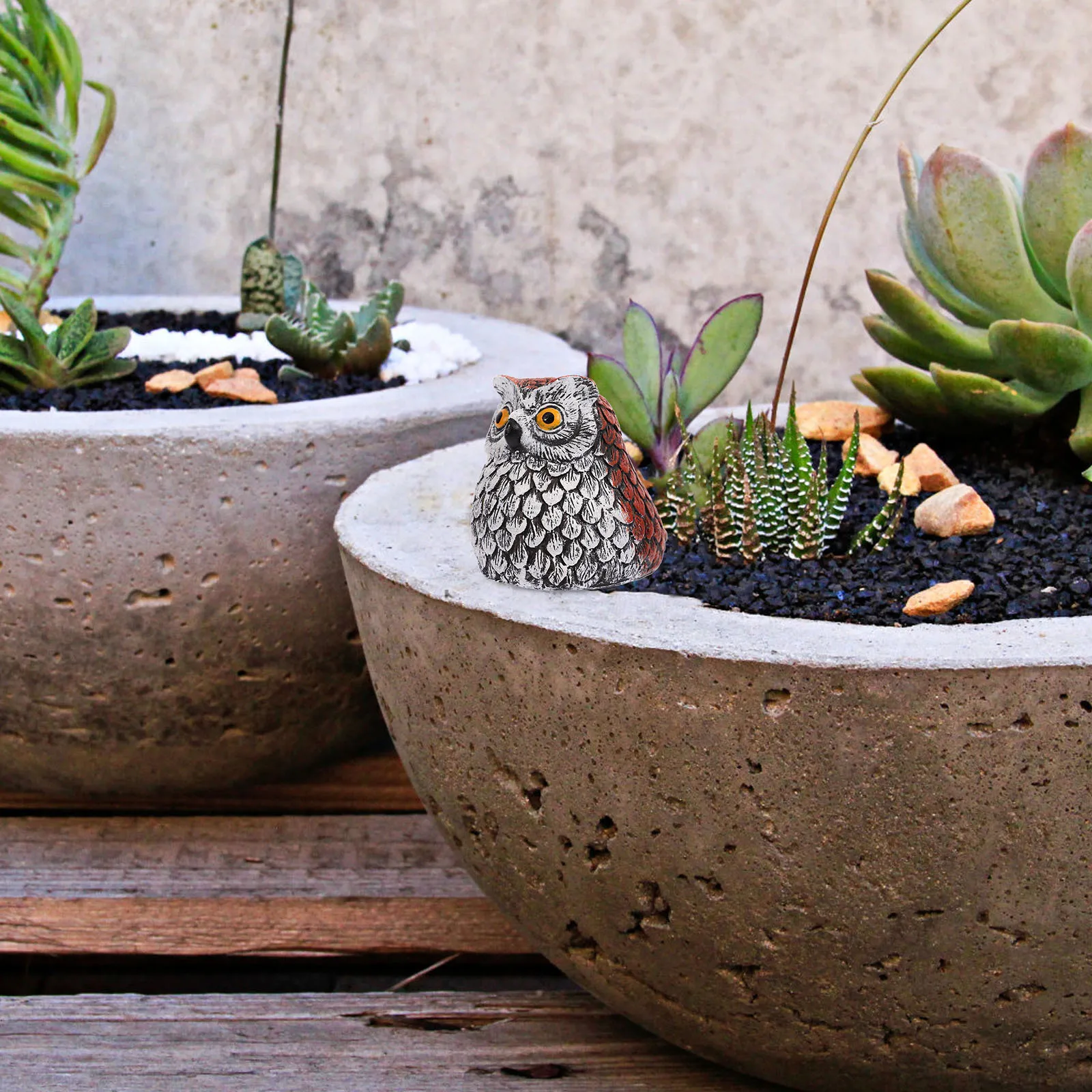 البومة مخفي تمثال في الهواء الطلق حديقة صندوق مخفي الراتنج حجر شكل مخفي مفتاح حامل ساحة الصخور مفتاح آمنة وهمية روك للاستخدام الخارجي #2