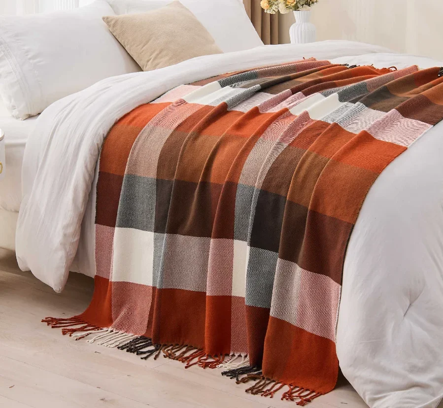 Retro Acrylic Woven Coverlet Luxury Four-season Nap Blanket for Home Sofa Bed Chair Decorative Wool Blanket