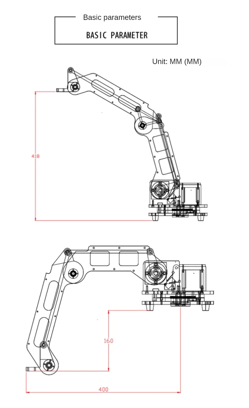 2,5 kg PayLoad 4-Achsen-Schrittroboterarm, industrieller automatischer Montagelinienmanipulator, Klauengreifer, Desktop-Motorarm mit großer Last