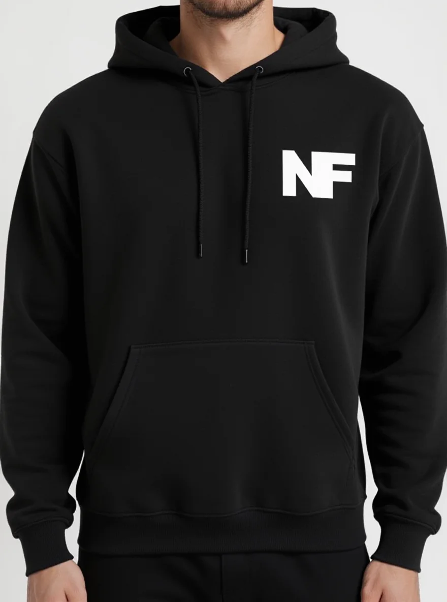 

Мужская толстовка большого размера NF, логотип NF, всесезонная, машинная стирка, повседневная/официальная, черная