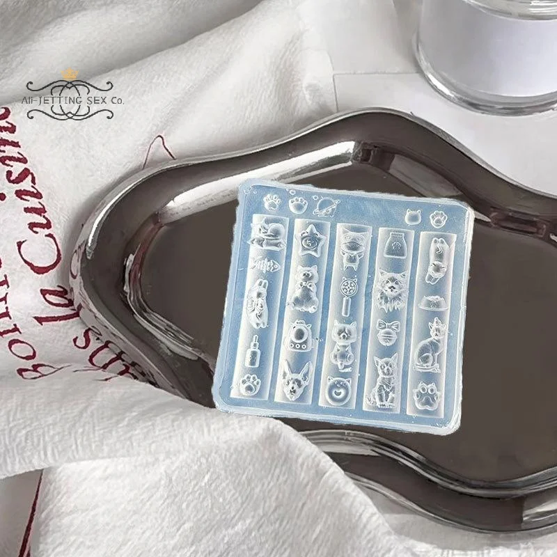 Moule à ongles Transparent en Silicone 3D, nœud doux, décoration Nail Art à faire soi-même, animaux mignons, chat, modèle de sculpture, outil de conception de manucure