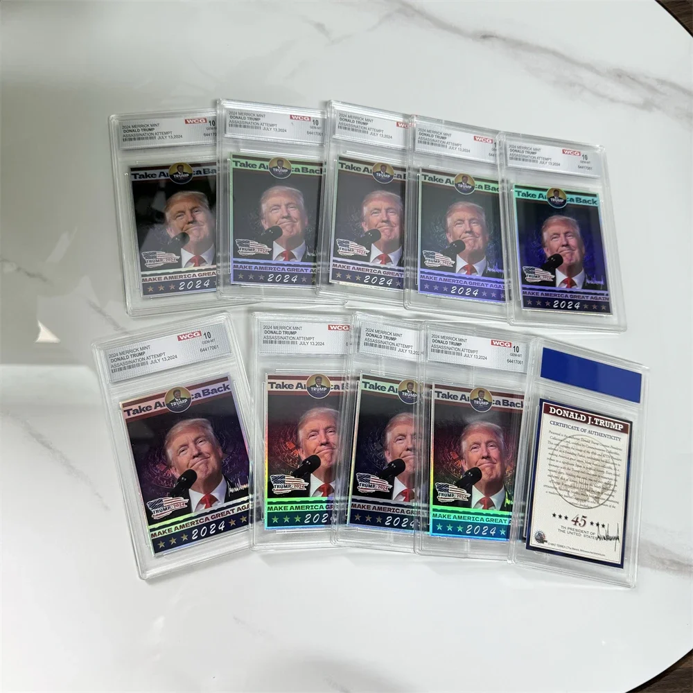 

10pcs Trump 2024 election Custom trading card portrait collections greeting cards Save America souvenir card with plastic case