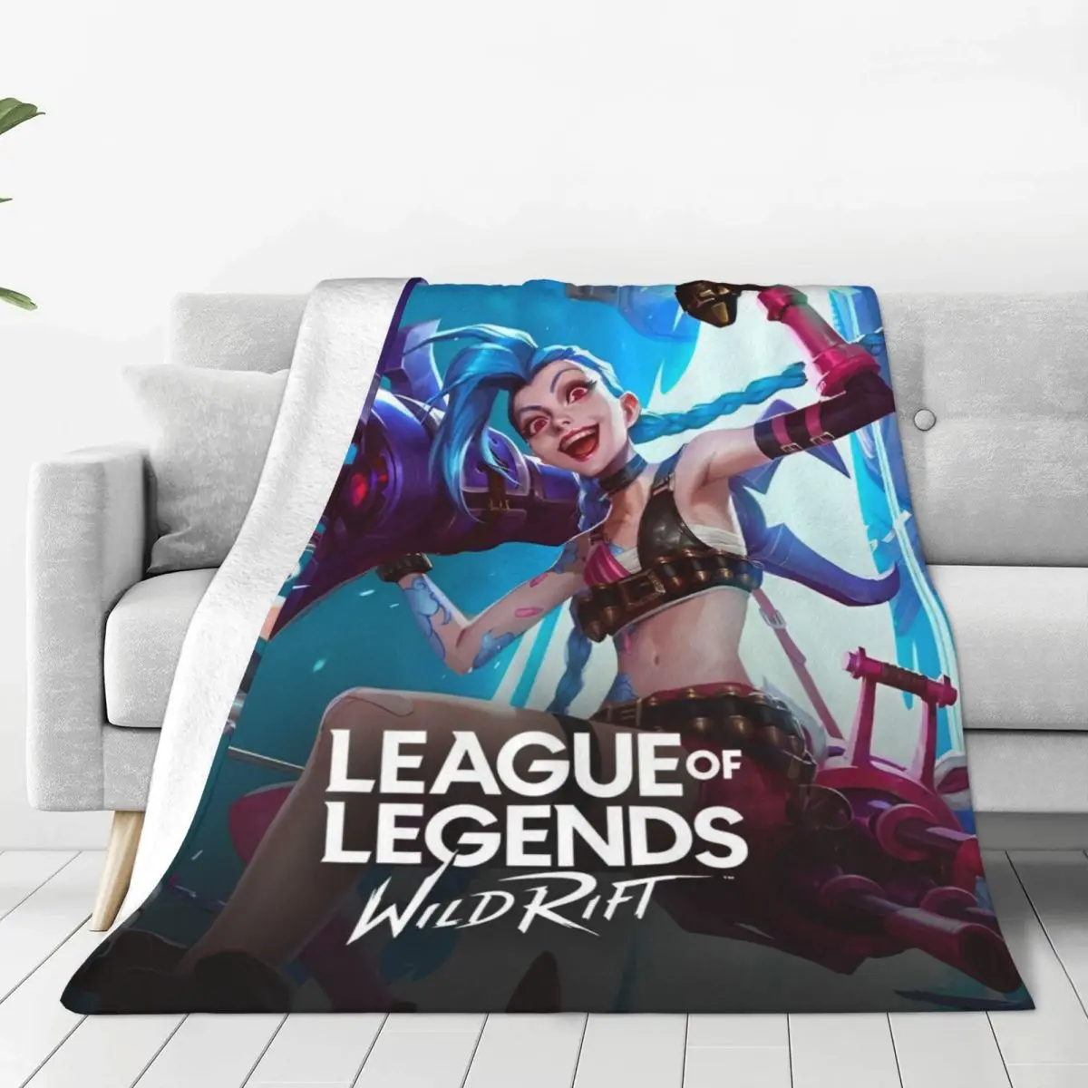 Arcane League Battle Game Legends Flannel Throw Blankets Jinx Blankets for Sofa Bedroom Warm Quilt