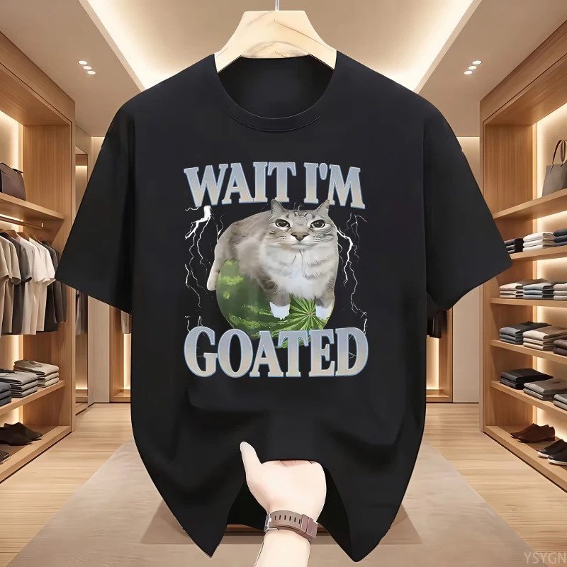 Wait I'M Goated Funny Meme Accessories Unisex Summer Fashion T Shirts 100% Cotton Tee Graphic Printing T-shirt Clothing Tops