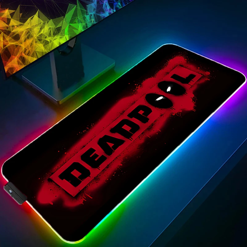 RGB светодиодный коврик для мыши D-deadpool, настольный коврик, игровой коврик в стиле аниме, игровой коврик для мыши, скоростной компьютерный и офисный геймерский шкаф, коврик для клавиатуры