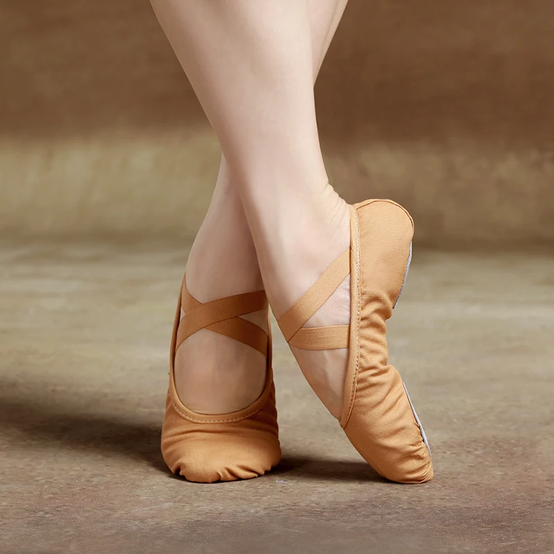 Bé Gái Nữ Múa Ba Lê Giày Thể Dục Dụng Cụ Căn Hộ Chia Đế Ba Lê Dép Teen Vải Bố Ballerina Giày Trẻ Em Tập Giày Khiêu Vũ