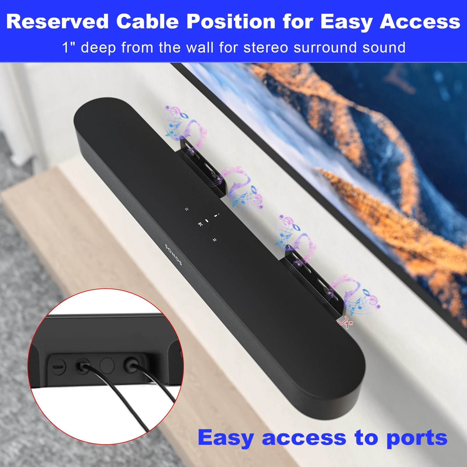 Universal Durable Audio Stand Under Above TV Wall Mount Carbon Steel Speaker Holder Space Saving Enhances Audio Experience