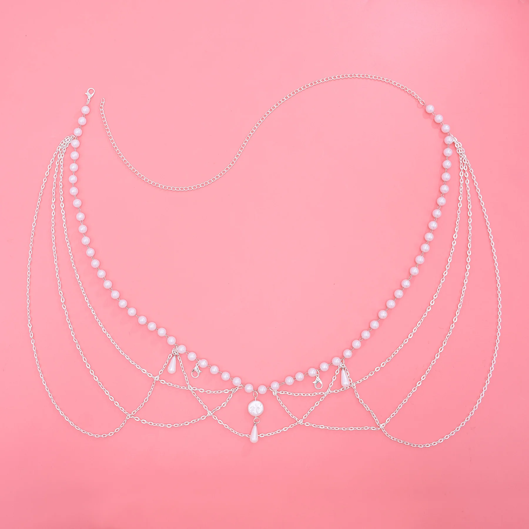 مثير الخصر حزام على شكل سلسلة متعدد الطبقات تقليد اللؤلؤ البطن الجسم سلسلة الموضة العصرية مجوهرات للنساء مهرجان اكسسوارات الحفلات #2