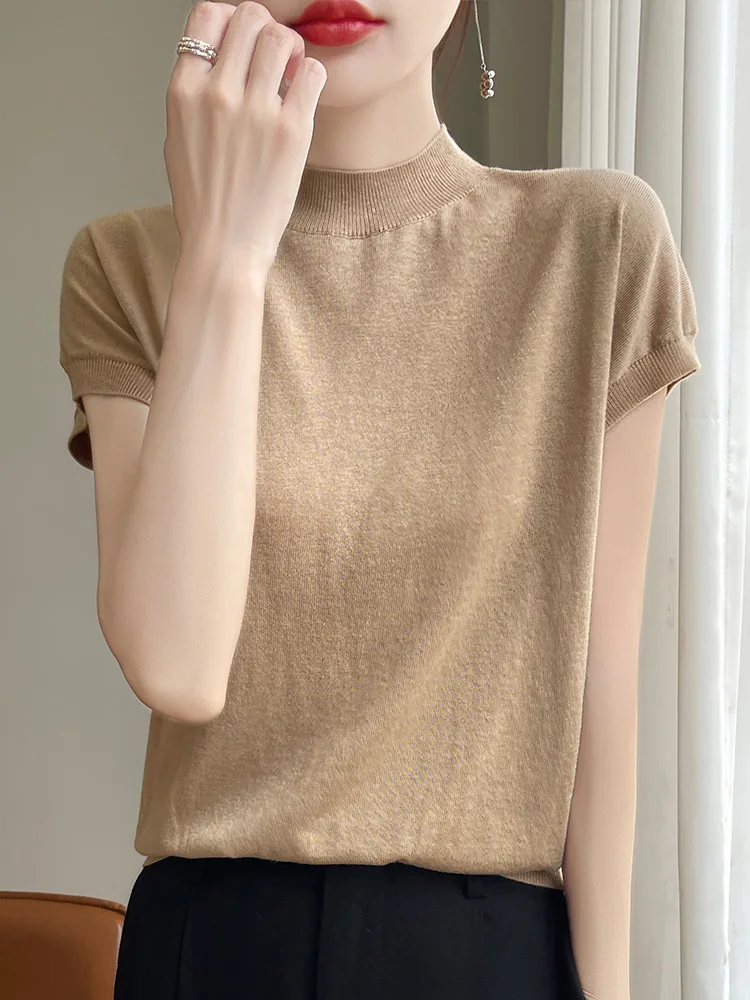 

Ранняя осень, тонкий вязаный свободный свитер с высоким воротником в стиле ретро для женщин, повседневный свитер из мягкой ткани