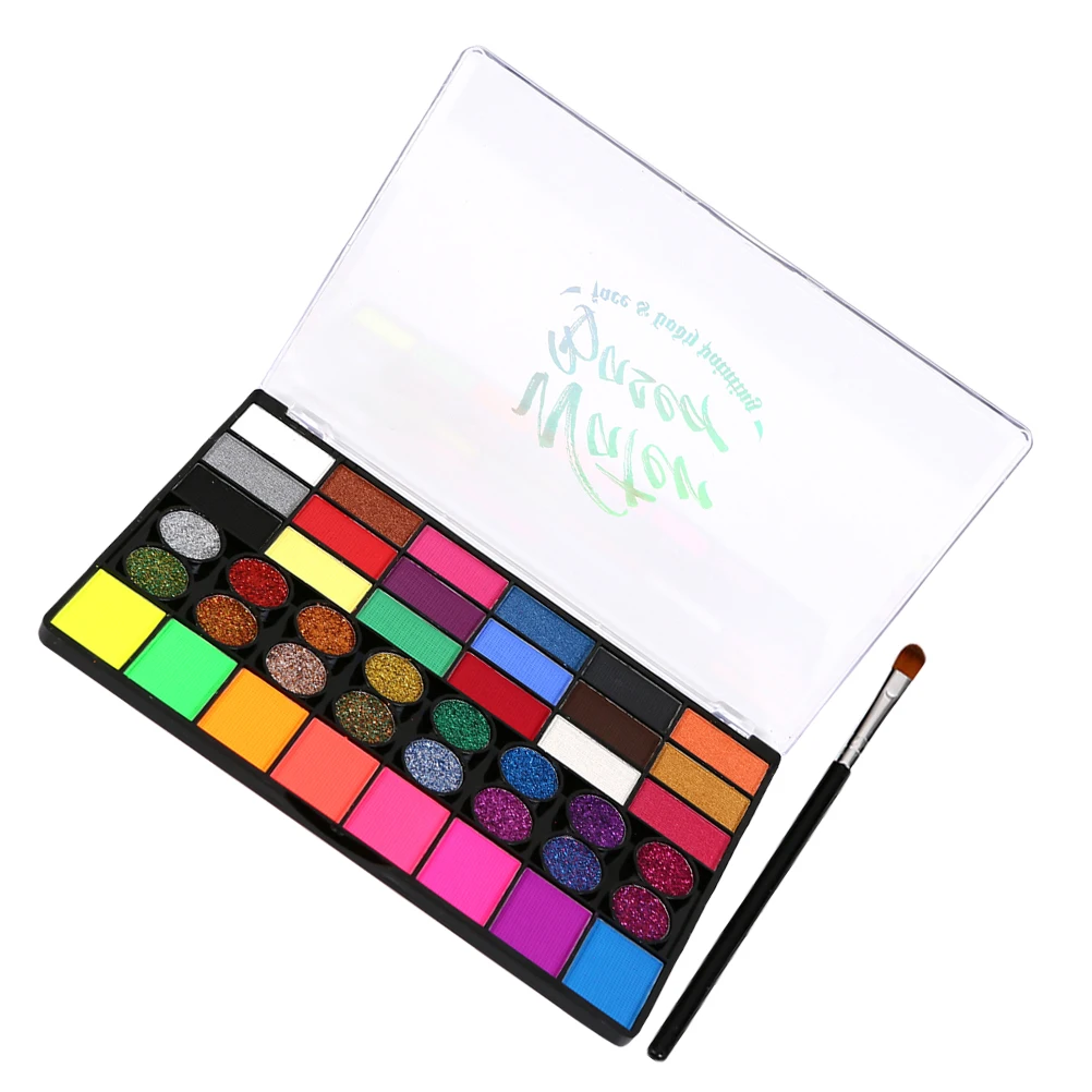 Zestaw do malowania ciała 42 kolory, wodne farby do twarzy dla dzieci i dorosłych, zestaw pigmentów do makijażu scenicznego na festiwale NK4201, pędzel w zestawie