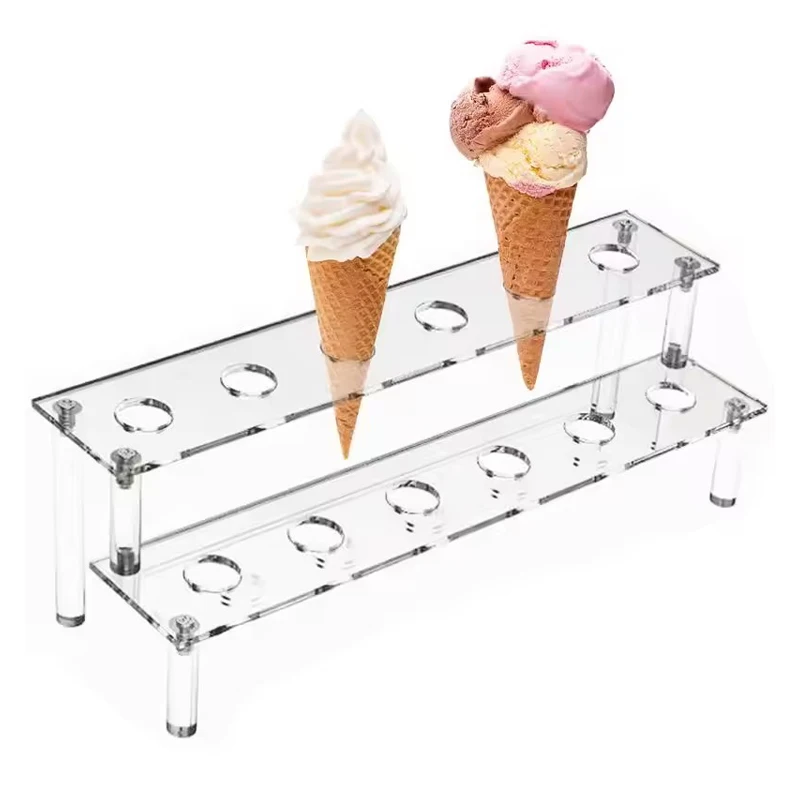 Multi-Layer Acrylic Display Stand Cake Ice Cream Display Rack Trapezoidal Storage Shelf for Dessert Cupcake Ice Cream Cones