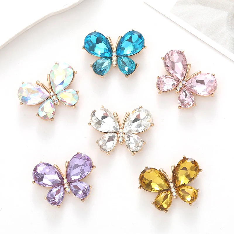 

2Pcs 22*27MM Butterfly Insect Alloy Rhinestone Jewelry Accessories Diy Wedding Clothing Bow Birthday Party Decoration Accessorie