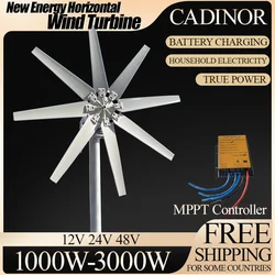 Europe Warehouse 10KW 10Blades Wind Power Generator 3Phase AC 8000W 12V 24V 48V Small Wind Turbine for Home With MPPT Controller