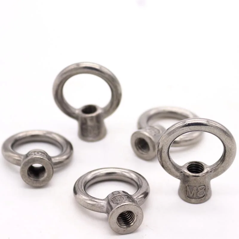 M3 M4 M5 M6 M8 M10 M12 304 A2-70 Stainless Steel Eyenut Round Loop Circle Hole Eye Ring Nut for Marine Cable Rope Lifting