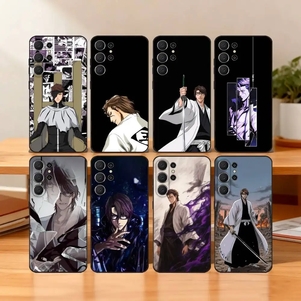 

B-Bleach Anime Aizen Phone Case For Samsung S25,24,23,22,30,21,10,9,Ultra,Plus,Lite,FE Soft Black Case