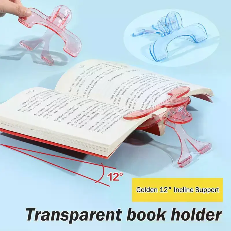 

2/3PCS Transparent Plastic Book Clip With Stand Reading Aid Fixed Book Clip File Bookmark Stationery School Supplies