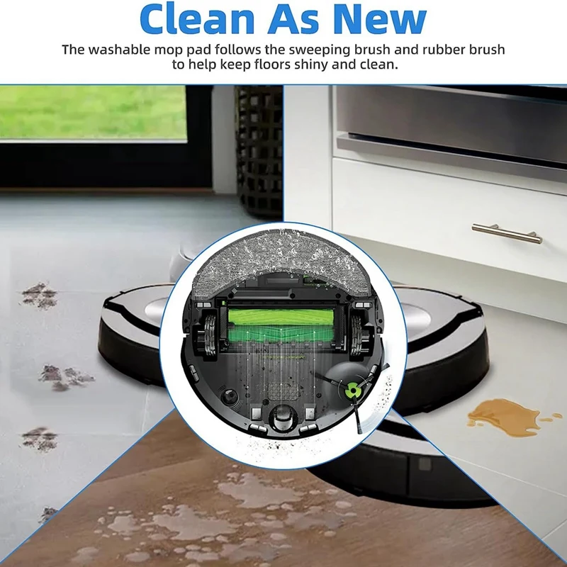 12 قطعة فرش مطاطية مرشحات HEPA فرشاة جانبية ممسحة قماش لـ Irobot Roomba Combo J7 + أجزاء المكنسة الكهربائية الروبوتية
