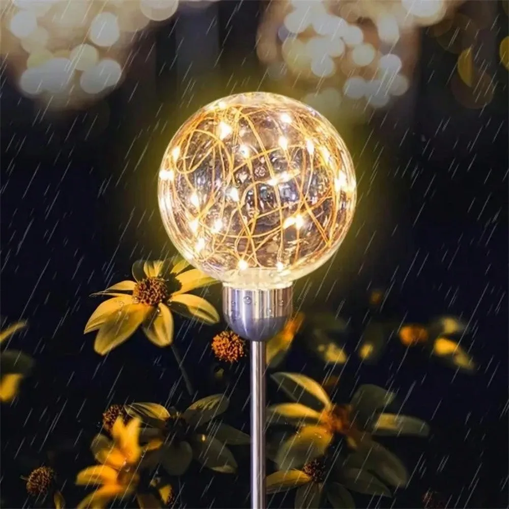 Boule de souhait solaire étanche à tête unique, 1 pièce, guirlande lumineuse enfichable au sol, adaptée au paysage de cour, au jardin