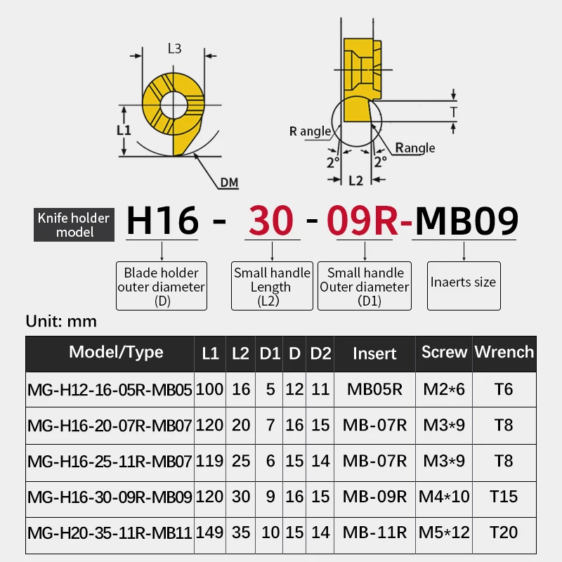 Small Hole Slotting Cutter Bar Comma Blade MB-05GR 07GR 09GR 11GR CNC Lathe Hard Metal Deep Groove Turning Tool