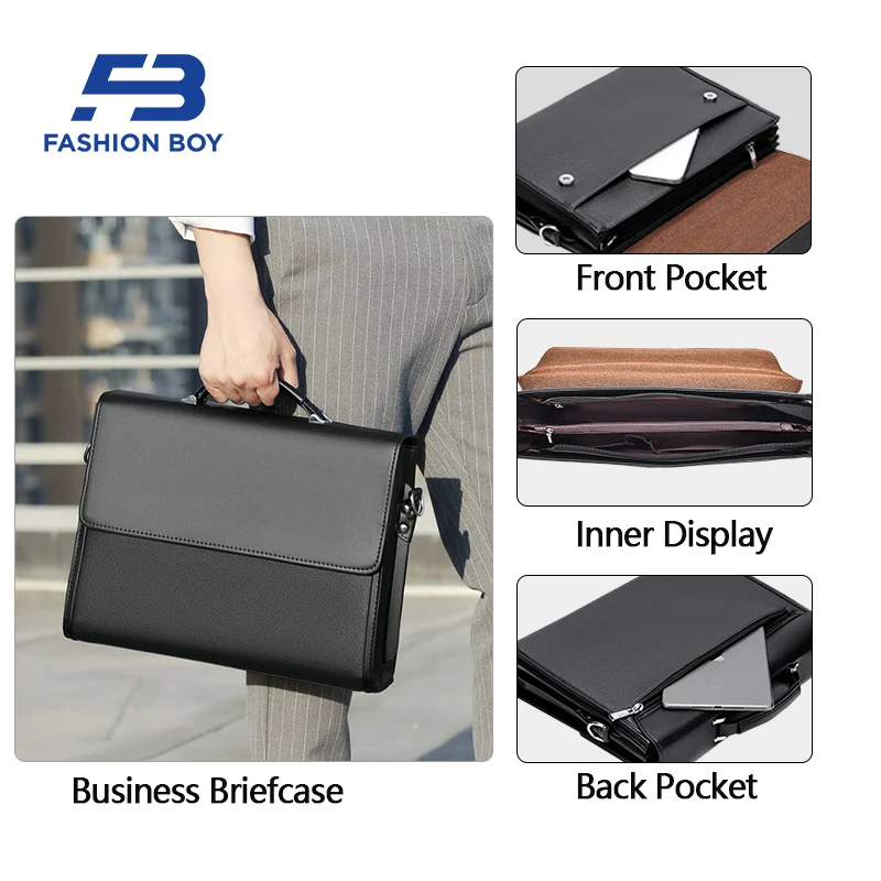 FASHION BOY Luxus Desgin Herren Handtasche 14-Zoll Laptop Business Aktentasche Herren Schulter Umhängetasche