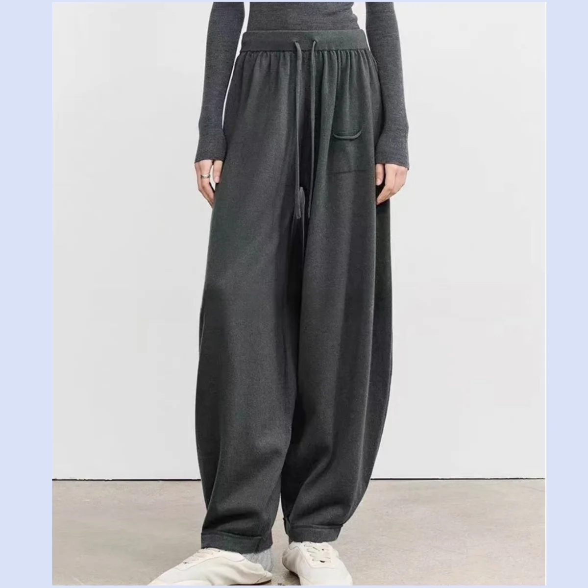 

26-летние ранние весенние льняные шерстяные плиссированные двусторонние воздушные штаны в винтажном стиле с полыми отверстиями