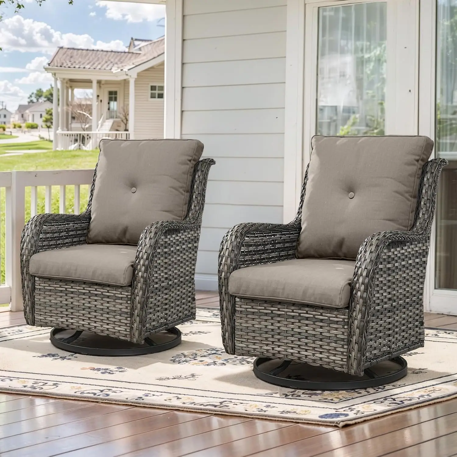 

Outdoor Swivel Rcoker Patio Chairs - Outdoor Swivel Patio Chairs Set of 2 Wicker Chair Patio Furniture Sets Gray