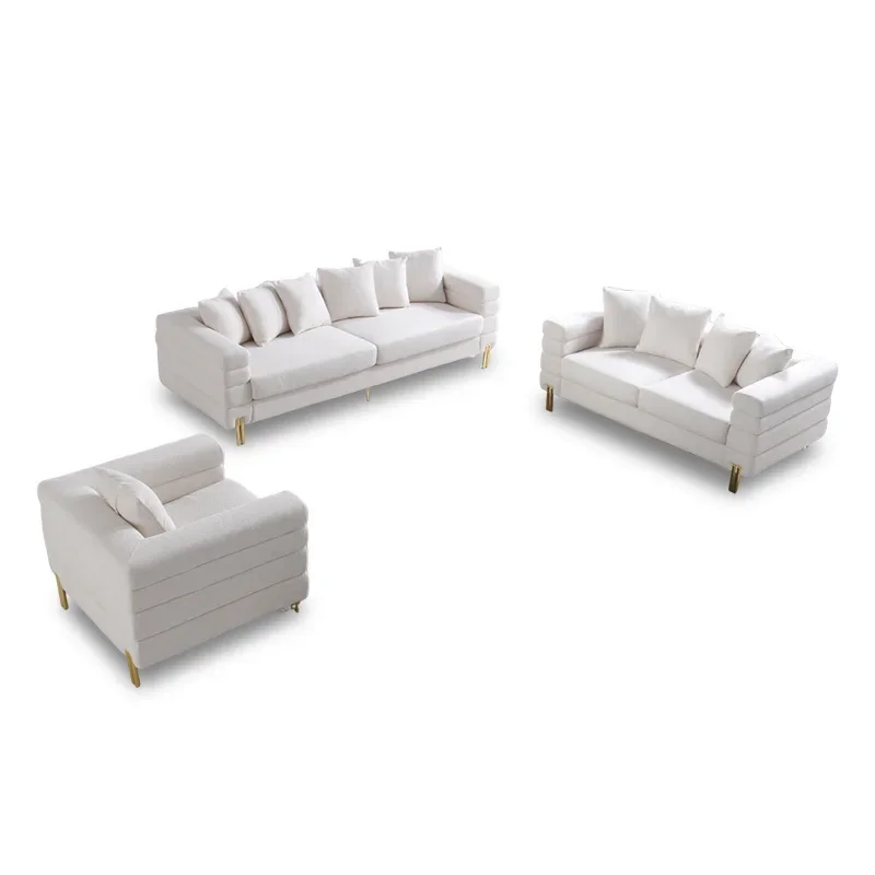 

Light luxury lamb wool small apartment fabric sofa combination hotel beauty salon reception tatami metal feet