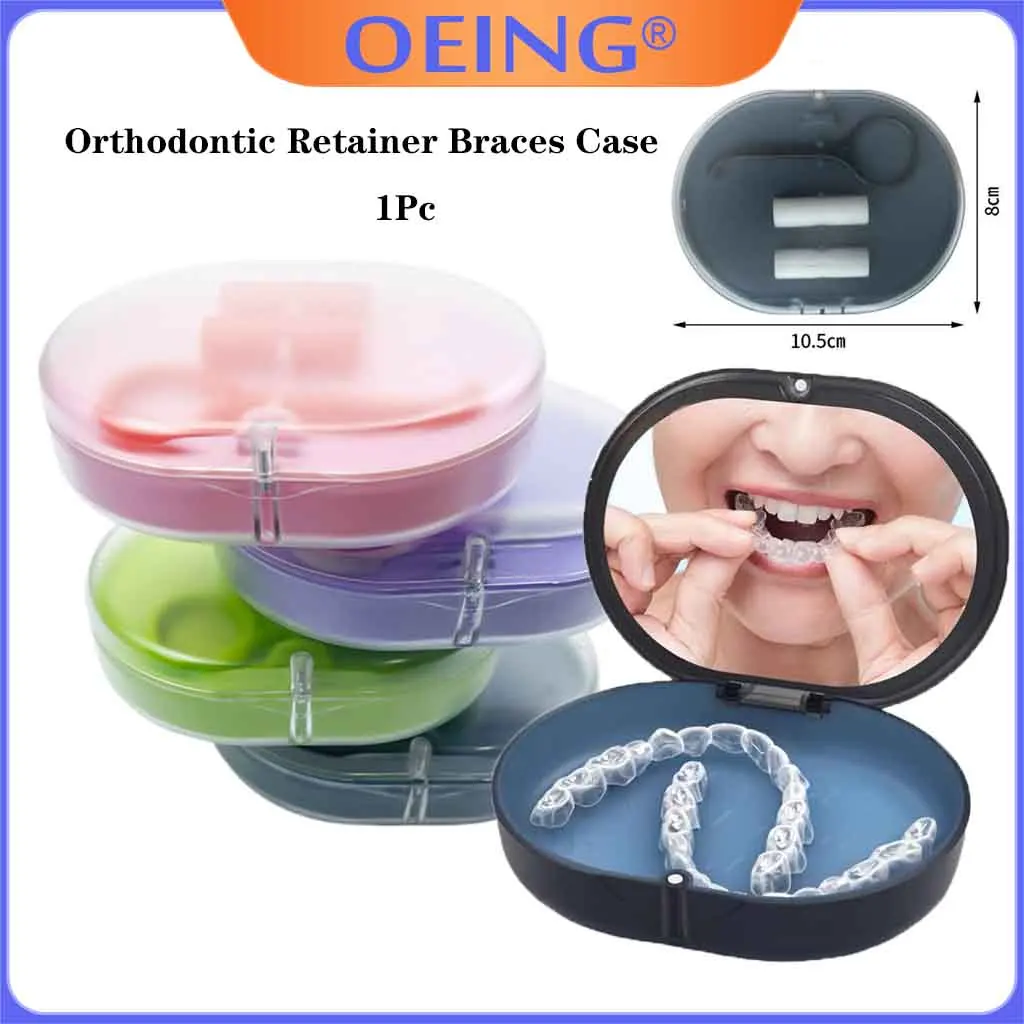 

2 layers With Mirror Portable Cleaning Tooth Fake Teeth Cover Holder Orthodontic Retainer Braces Case Mouth Guard Denture Box