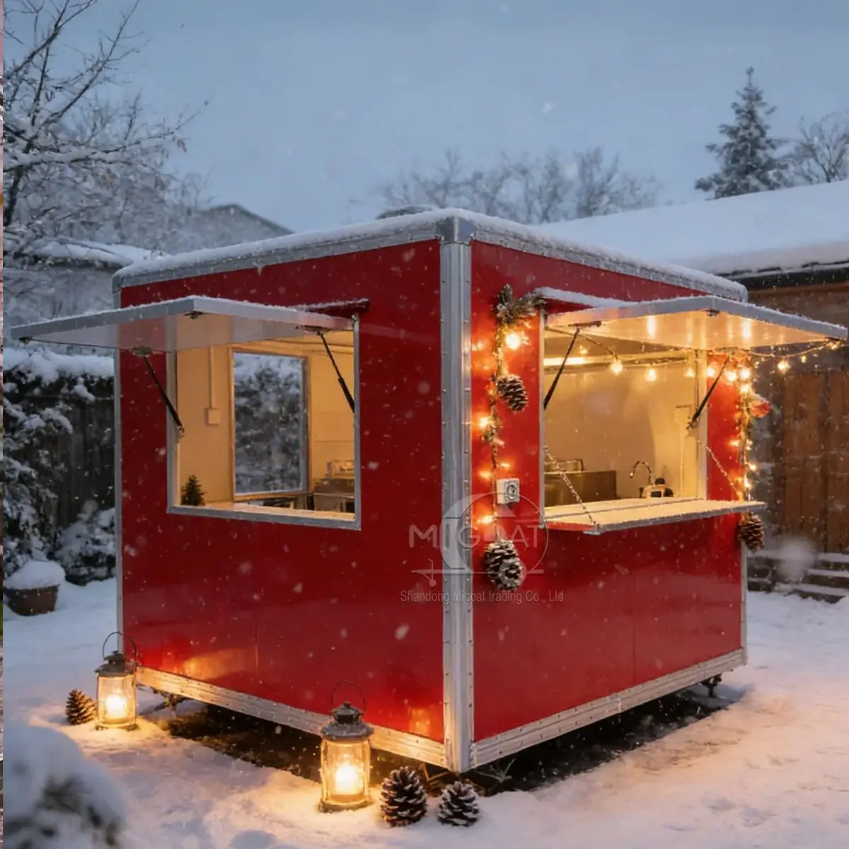 

Передвижной фудтрак-прицеп для уличной торговли с индивидуальной планировкой, окном для обслуживания и встроенными шкафами для хранения, в продаже