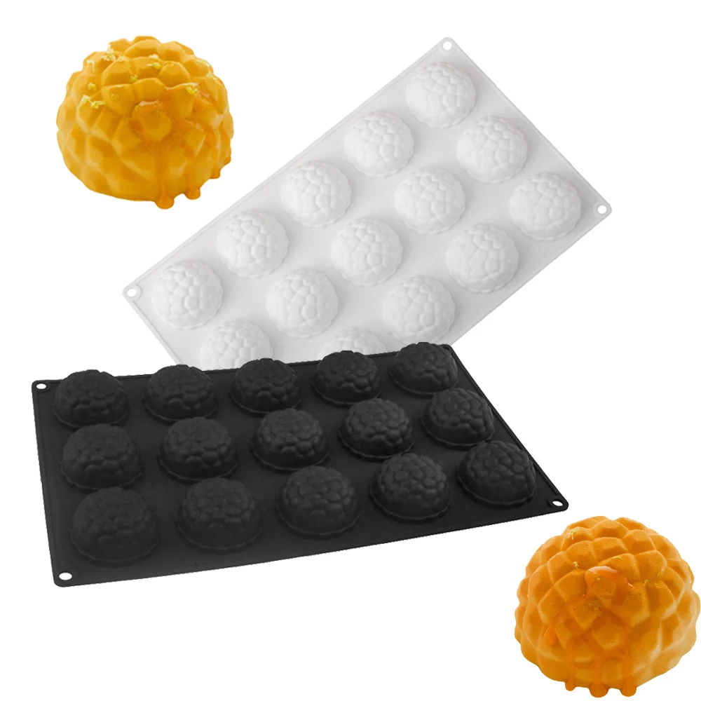 15 Cells Hemispherical Cracking Texture Design Mousse Cake Mold Silicone Cake Mould Chocolate Mold Kitchen Baking Tools