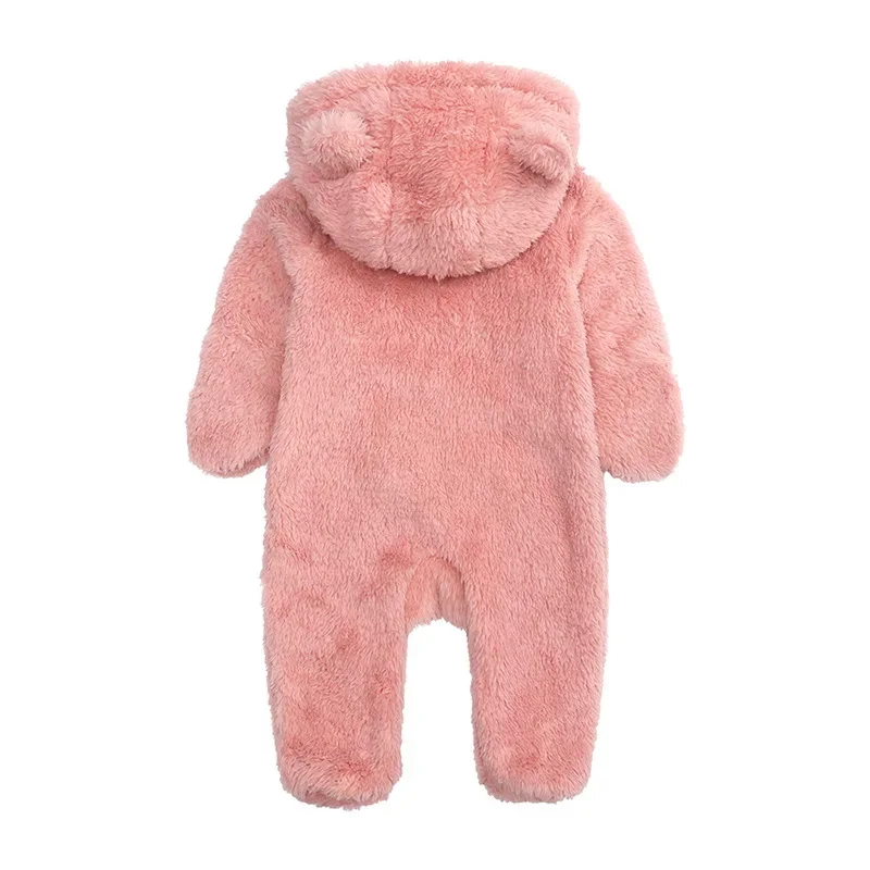 Baby Hooded Rompers Newborn Girls One-pieces Flannel Warm Zipper Outfit Boys Outerwear Folded Gloves Hoodies Jumpsuits Footies