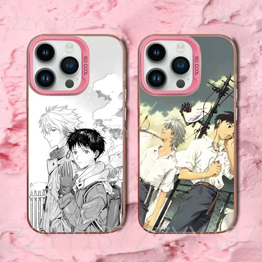 

S-Shinji K-Kaworu Phone Case For iPhone 16,15,14,13,12,11,8,7,Pro,Max,Plus,Mini,XS,SE Candy Matte Shockproof Pink Cover