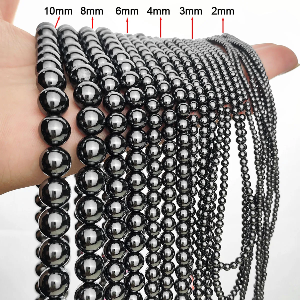 A+ Natural Stone Non-Magnetic Hematite Round Loose Spacer Beads For Jewelry Making DIY Beaded Bracelet Neckalce 2 3 4 6 8 10mm