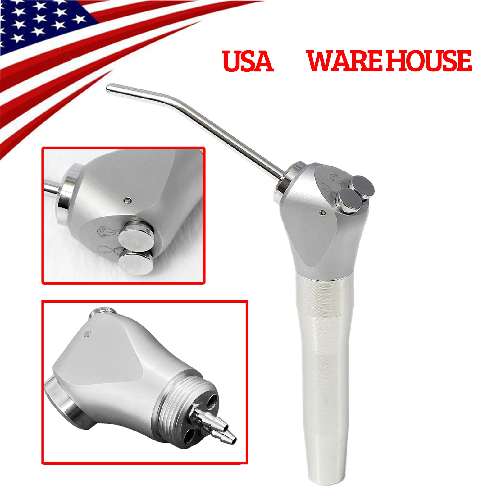 

Dental Autoclave 3 Way Air Water Spray Triple Syringe Button Handpiece With 2 Nozzles Tips Tube Kit/50pcs Nozzles Tips