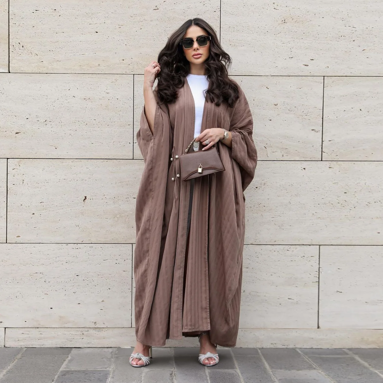 Open Front Abaya Long Sleeve Modest Muslim Out Kaftan Loose Maxi Length Dress ,Women Jilbabs Cardigan Coat Women\'s Clothing