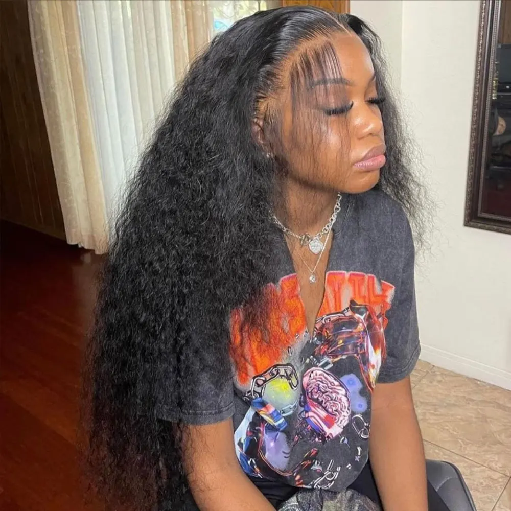 

Парик из натуральных бразильских волос, 250% густота, глубокая волна, 40-42 дюйма, 13x6 HD Swiss Lace Frontal, с предварительно вытянутыми волосами, 13x4 Lace Front Wig