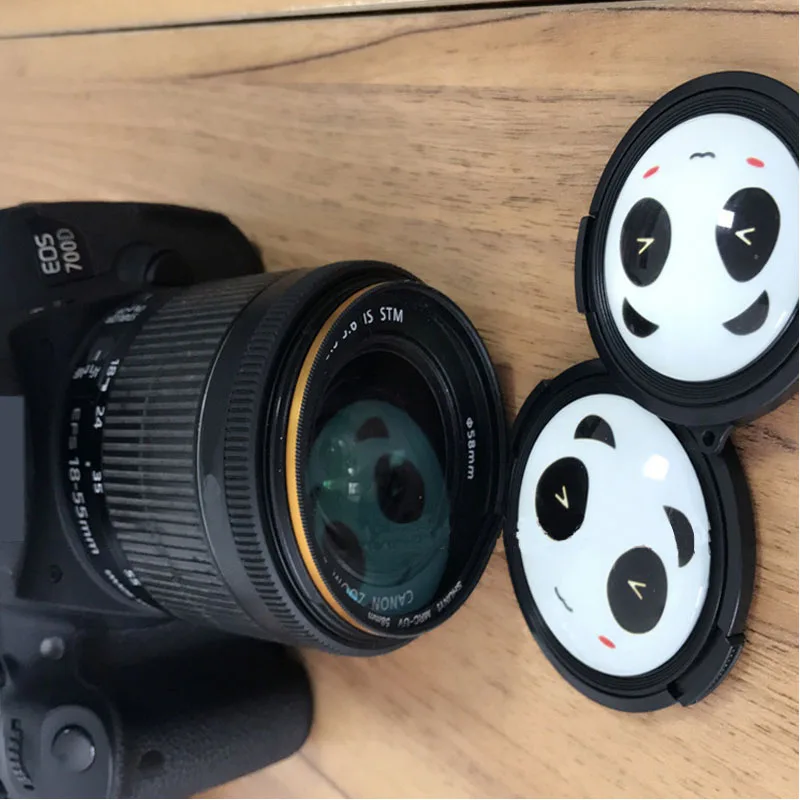 37 40.5 46 49 52 55 58 62 67 mm cute panda Camera Lens Cap Protection Cover Lens Front Cap for canon nikon DSLR Lens