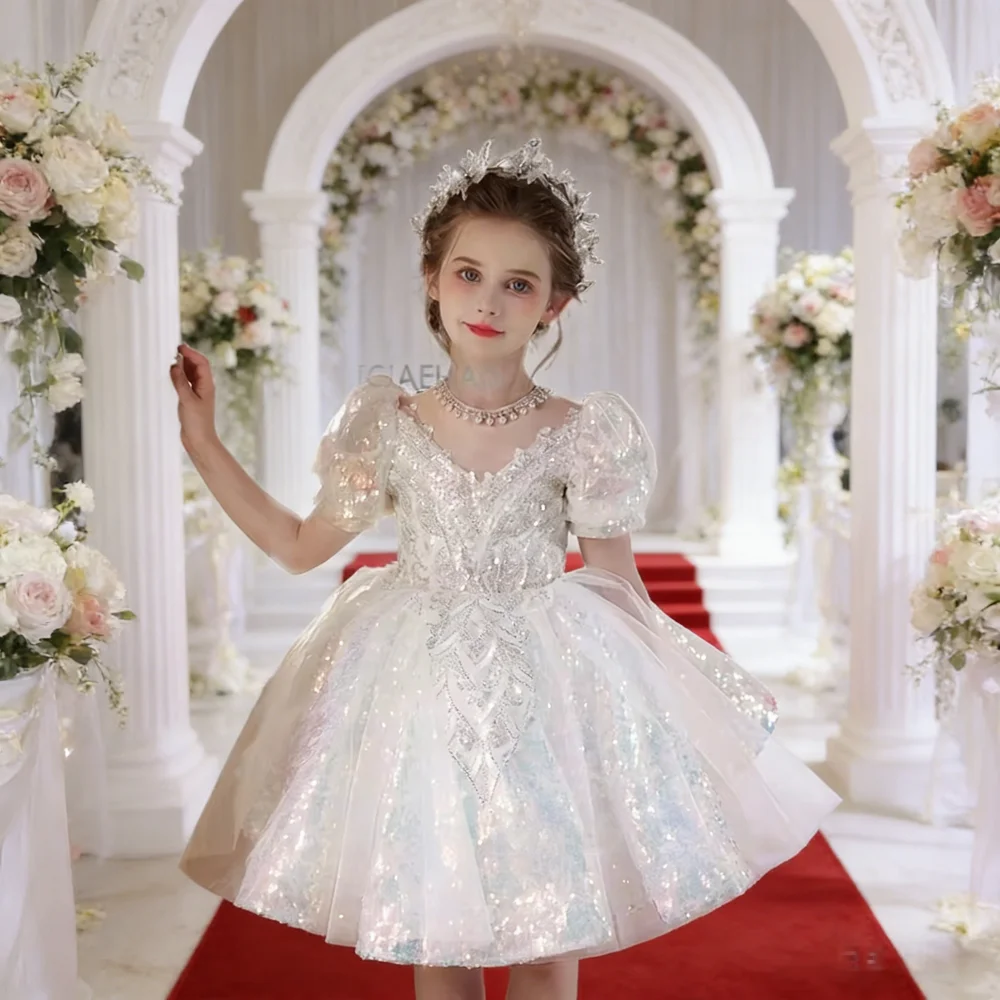 

New Girls Princess Evening Dress Children PageantPerformance Outfit Gown Host Flower Girl Birthday Party Wedding Formal Party