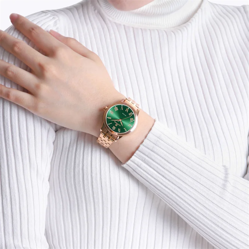 NAVIFORCE, nuevo reloj para mujer, relojes de pulsera de cuarzo resistentes al agua románticos a la moda para mujer, reloj femenino de acero inoxidable