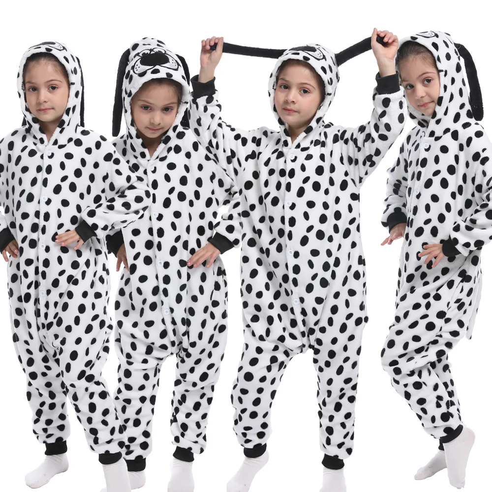 Plush Spotted Dog Cosplay Costume Kigurumi Onesie Cartoon Animal Halloween Costumes Party Performance Outfits For Kids Clothes