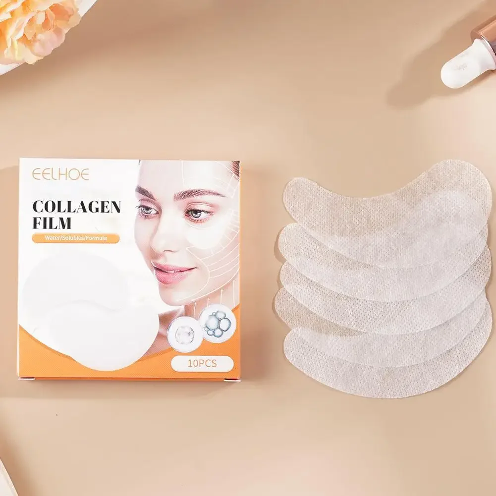 20pcs Collagen Soluble Film Eye Zone Mask Vitamin Patches Hyaluronic Acid Moisturizing Face Dark Circles Skin Care (10 Pairs)