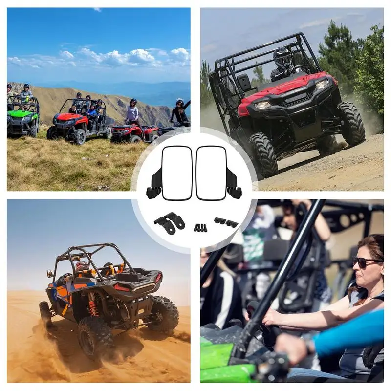 Utv Mirrors Side View 360 Degree Adjustable Conversion Reversing Mirror Utv Replacement Parts For 1.75 To 2 Roll Cage Vehicle