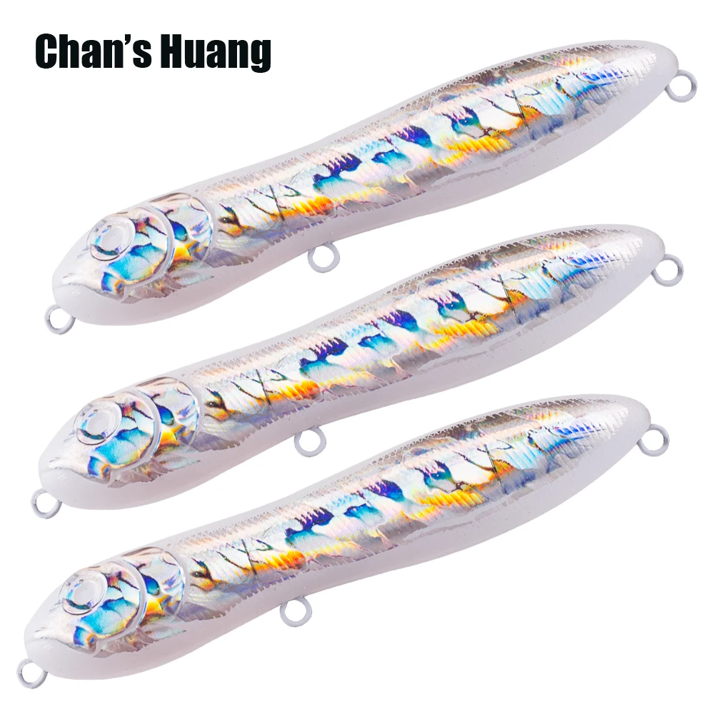 Chan's Huang 15PCS / LOT 10CM 14.4G / 3.94INCH 0.5OZ Unpainted Spook Topwater Pencil Fishing Baits Holographic Sides Lure Blank