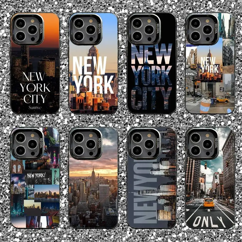 

New York City NYC Phone Case For iPhone 16,15,14,13,12,11,Pro,XS,Max,Plus,Mini,SE Black Candy Matte Shockproof Cover