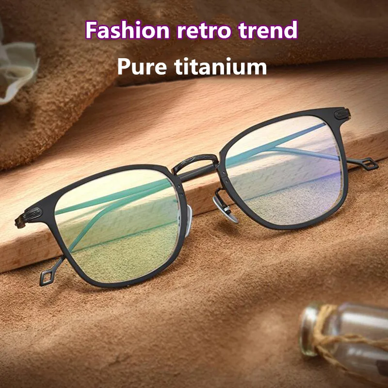 Glasses Frames Men P503S Korean square Eyeglass Titanium Retro Women Eyeglasses Frames Eyewear Business Design Spectacles Frame