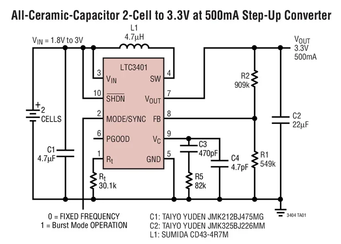 LTC3401EMS LTC3401 - 1A, 3MHz Micropower Synchronous Boost Converter