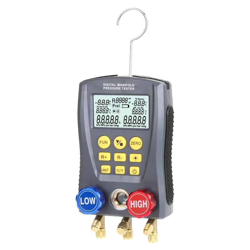 

Pressure Gauge Refrigeration Digital Vacuum Pressure Manifold Tester Meter HVAC Temperature Tester Gauge Meter Reusable Durable