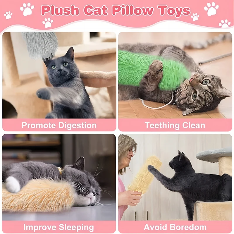 Plush Pillow Cat Toys Catnip Sounding Paper Pet Interactive Self-healing Chew Toy Cat Supplies